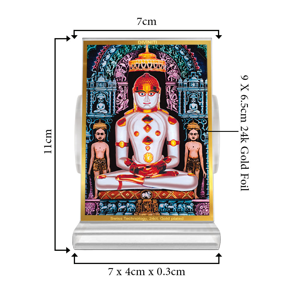 Adinath | Adishwara Tirthankara Rishabhanatha For Car Dashboard Frame in 24K Gold Plated Foil