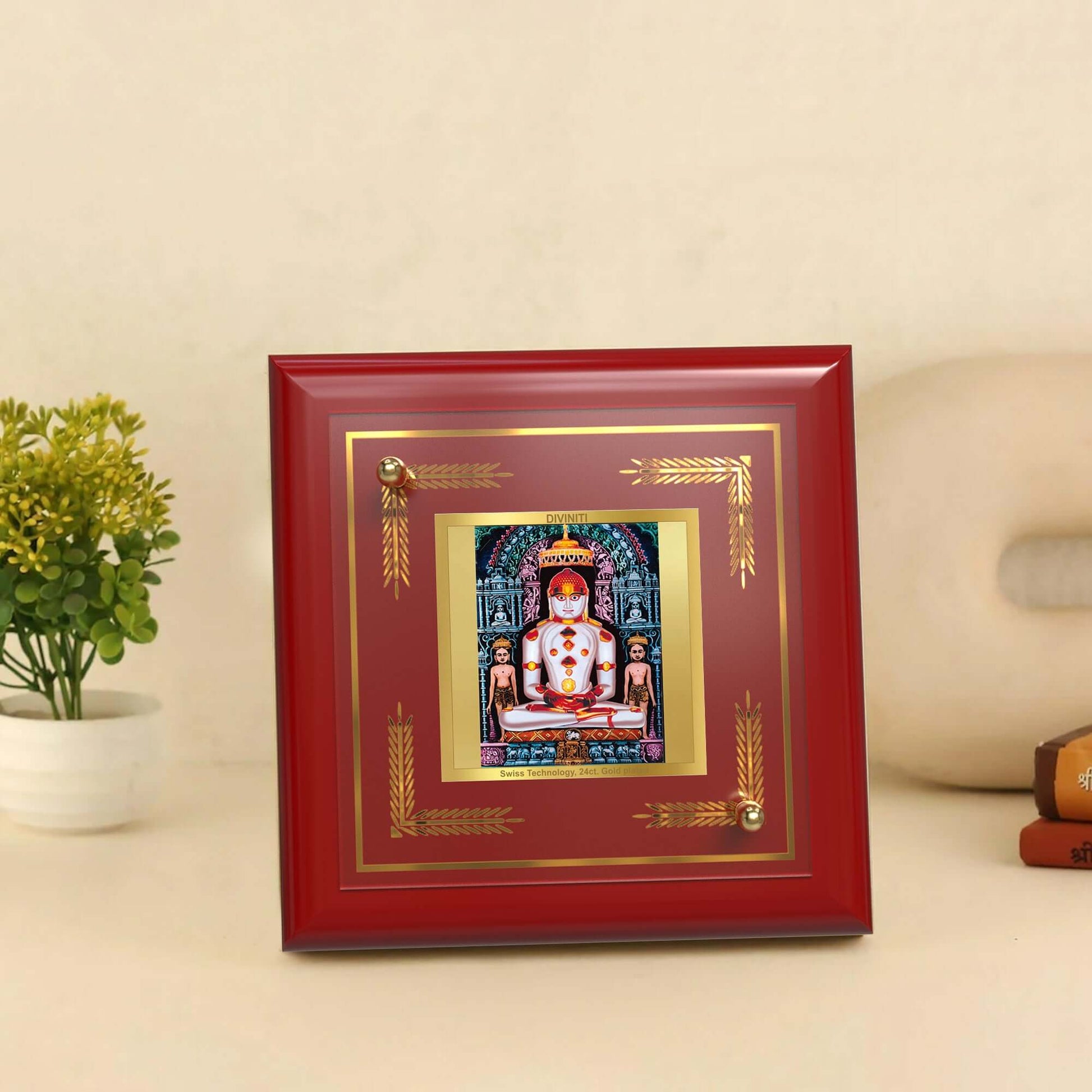 Jain Adinath Namokar Mantra frame displyed product on wooden table