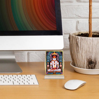 Adinath | Adishwara Tirthankara Rishabhanatha For Car Dashboard Frame in 24K Gold Plated Foil