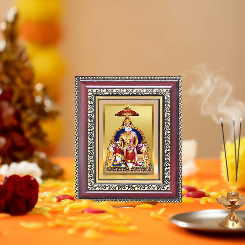 Maharaja Agrasen Devotional Wall & Tabletop Frame for Home & Office in 24K Gold Plated Foil