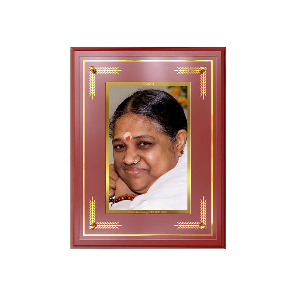 Mata Amritanandamayi | Guru Amma Wall and Tabletop Photo Frame in 24K Gold Plated Foil