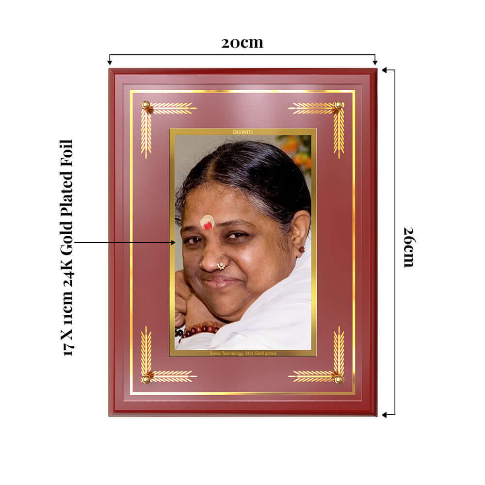 Mata Amritanandamayi | Guru Amma Wall and Tabletop Photo Frame in 24K Gold Plated Foil