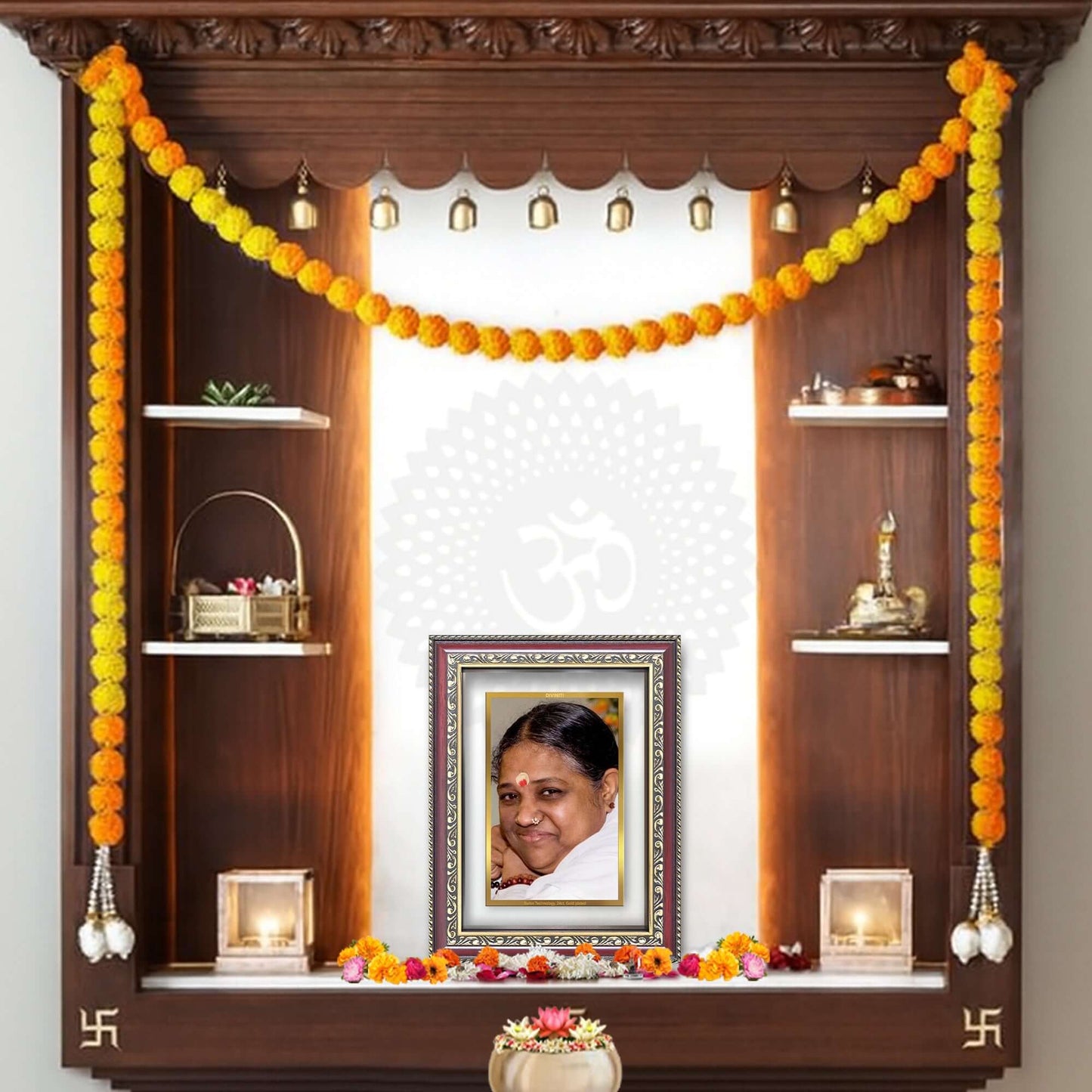 Mata Amritanandamayi | Guru Amma Wall and Tabletop Photo Frame in 24K Gold Plated Foil