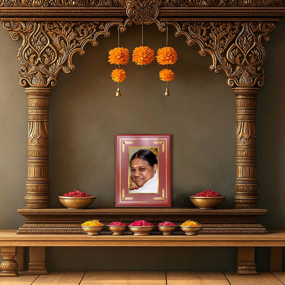 Mata Amritanandamayi | Guru Amma Wall and Tabletop Photo Frame in 24K Gold Plated Foil