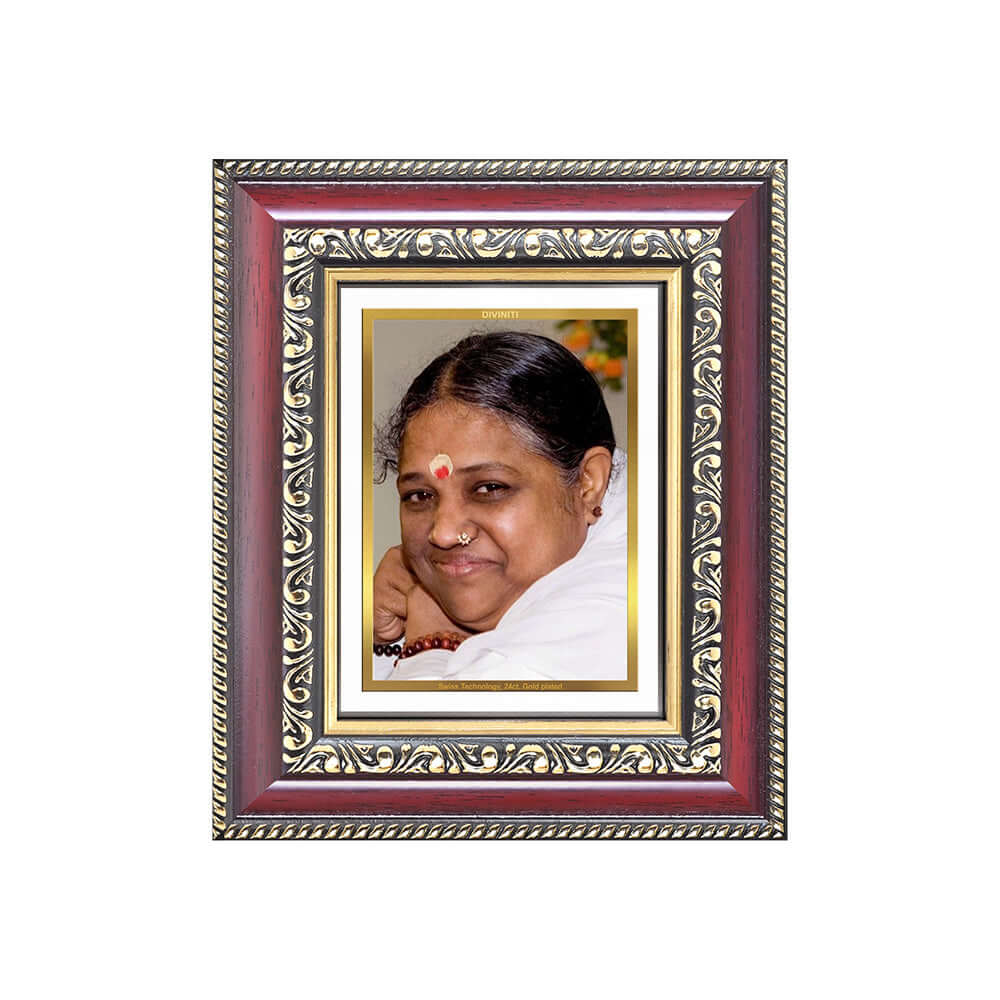 Amritanandamayi Mata Devotional Wall & Tabletop Frame for Home & Meditation Space in 24K Gold Plated Foil