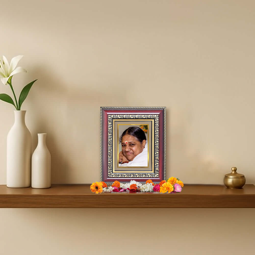 Amritanandamayi Mata Devotional Wall & Tabletop Frame for Home & Meditation Space in 24K Gold Plated Foil