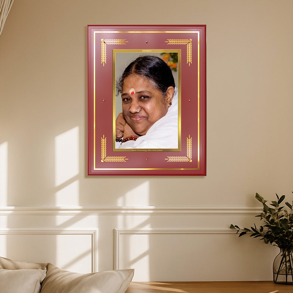 Mata Amritanandamayi | Guru Amma Wall Photo Frame in 24K Gold Plated Foil
