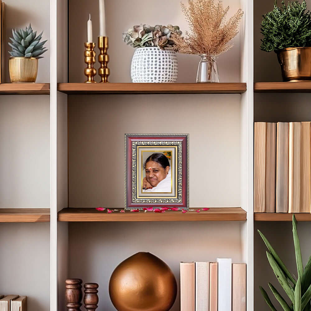 Amritanandamayi Mata Devotional Wall & Tabletop Frame for Home & Meditation Space in 24K Gold Plated Foil