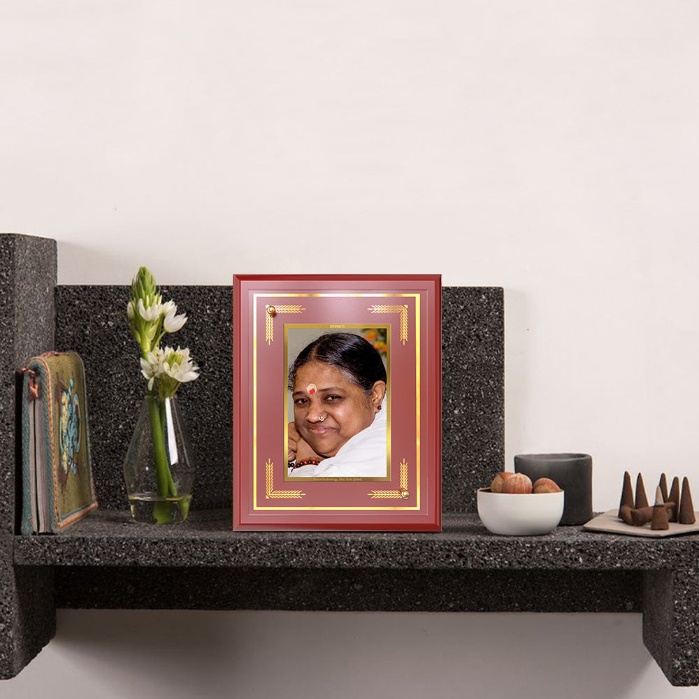 Mata Amritanandamayi | Guru Amma Wall and Tabletop Photo Frame in 24K Gold Plated Foil