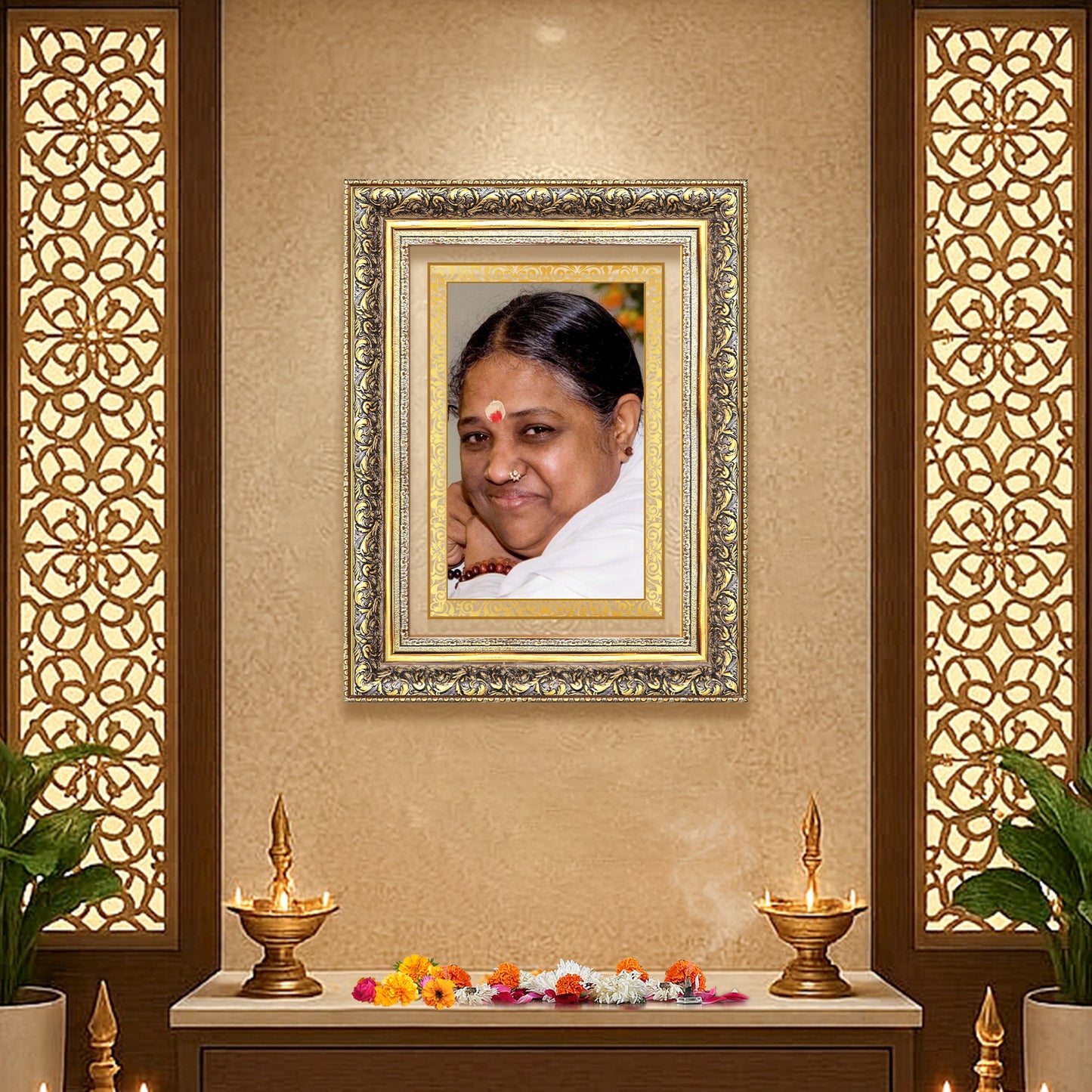 Mata Amritanandamayi | Guru Amma for Wall Photo Frame in 24K Gold Plated Foil