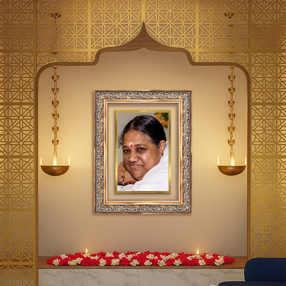 Mata Amritanandamayi | Guru Amma Wall Photo Frame in 24K Gold Plated Foil