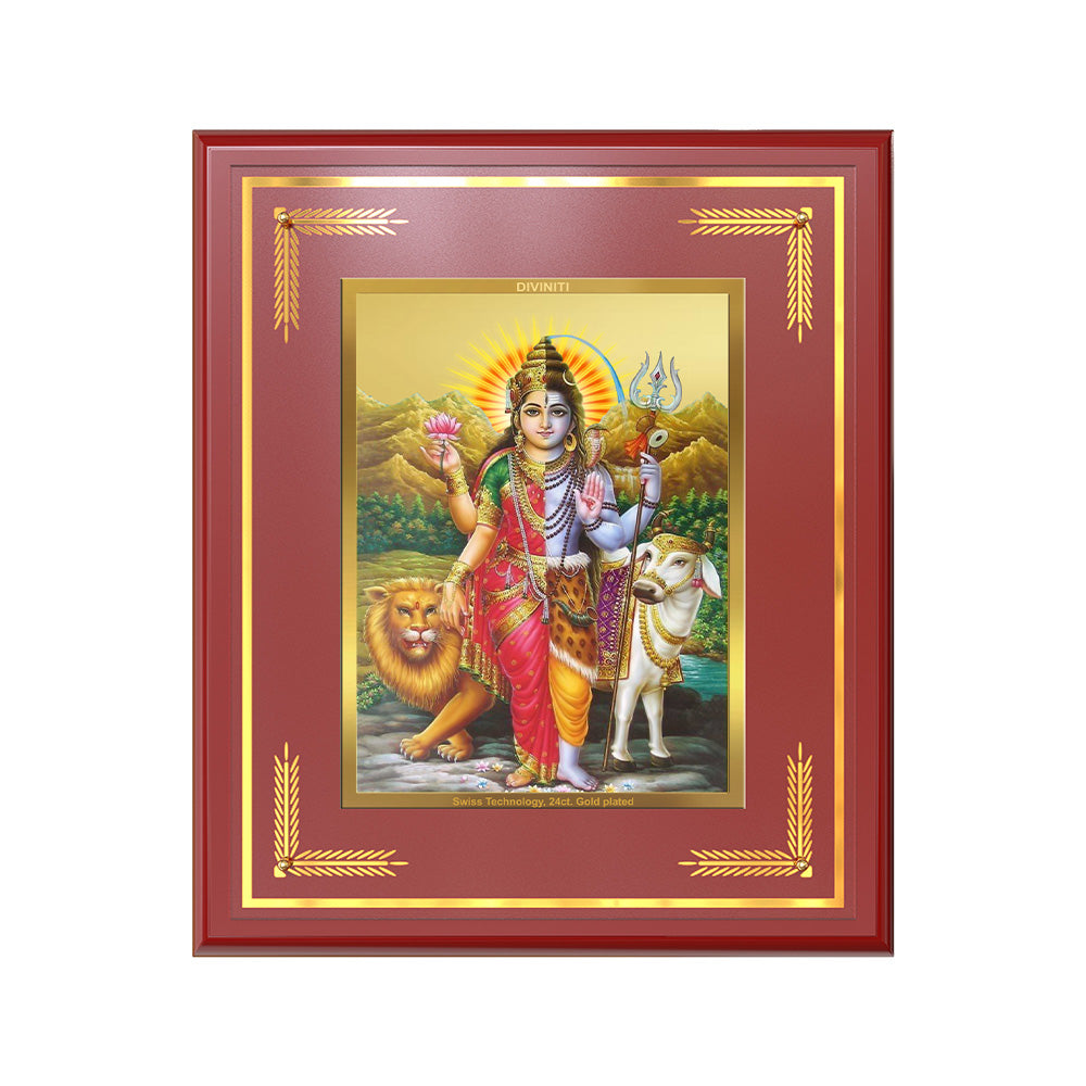 Ardhnarishwara | Naranari | Ammaiyappan Ardhanarinateshvara For Wall & Tabletop Frame in 24K Gold Plated Foil