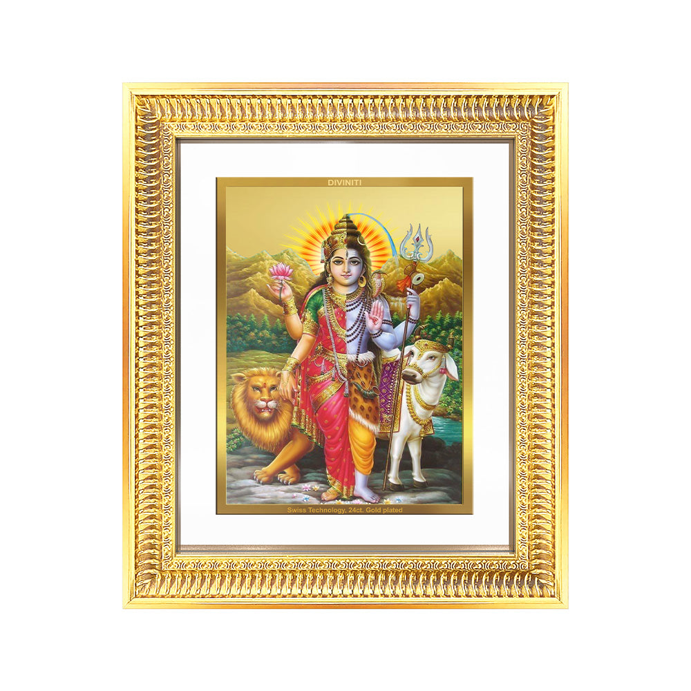 Ardhnarishwara | Naranari | Ammaiyappan Ardhanarinateshvara For Wall & Tabletop Frame in 24K Gold Plated Foil