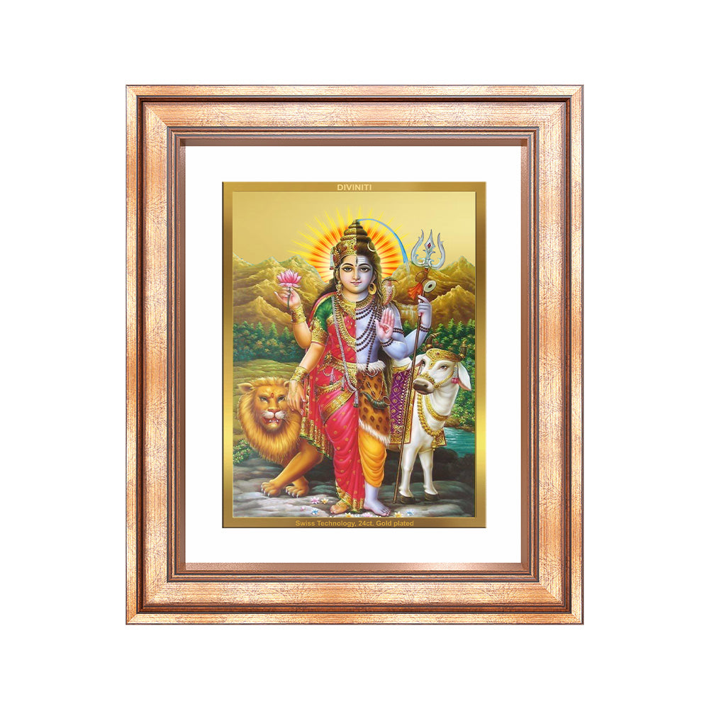 Ardhnarishwara | Naranari | Ammaiyappan Ardhanarinateshvara For Wall & Tabletop Frame in 24K Gold Plated Foil