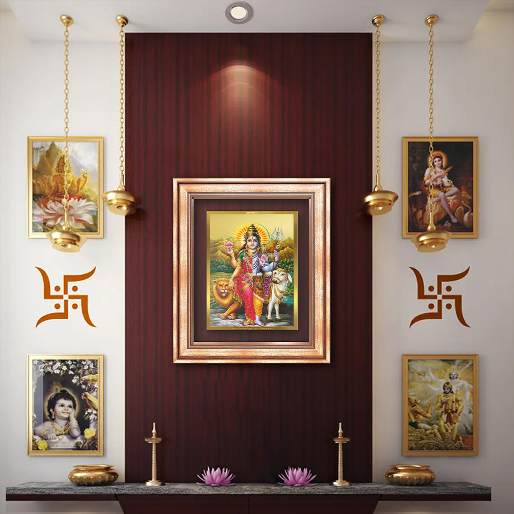 Ardhnarishwara | Naranari | Ammaiyappan Ardhanarinateshvara For Wall & Tabletop Frame in 24K Gold Plated Foil