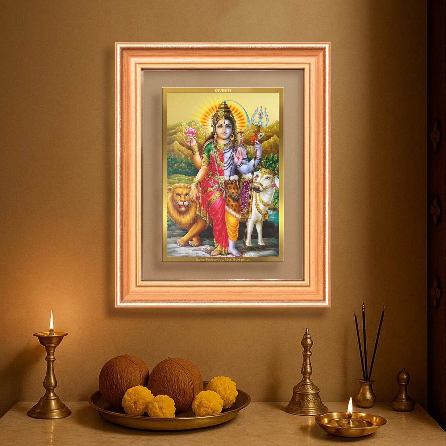 Ardhnarishwara | Naranari | Ammaiyappan Ardhanarinateshvara For Wall & Tabletop Frame in 24K Gold Plated Foil