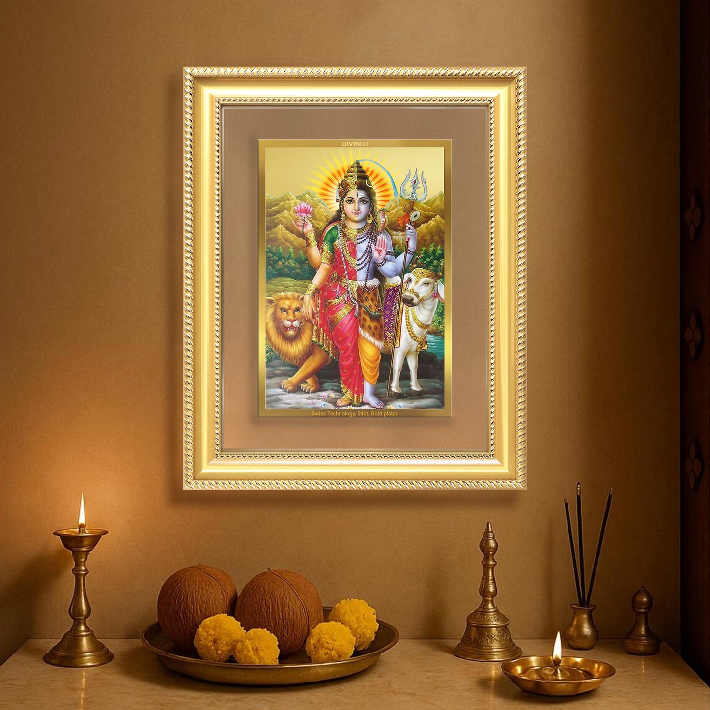 Ardhnarishwara | Naranari | Ammaiyappan Ardhanarinateshvara For Wall & Tabletop Frame in 24K Gold Plated Foil