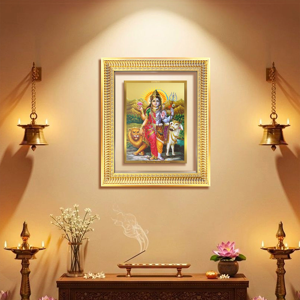 Ardhnarishwara | Naranari | Ammaiyappan Ardhanarinateshvara For Wall & Tabletop Frame in 24K Gold Plated Foil