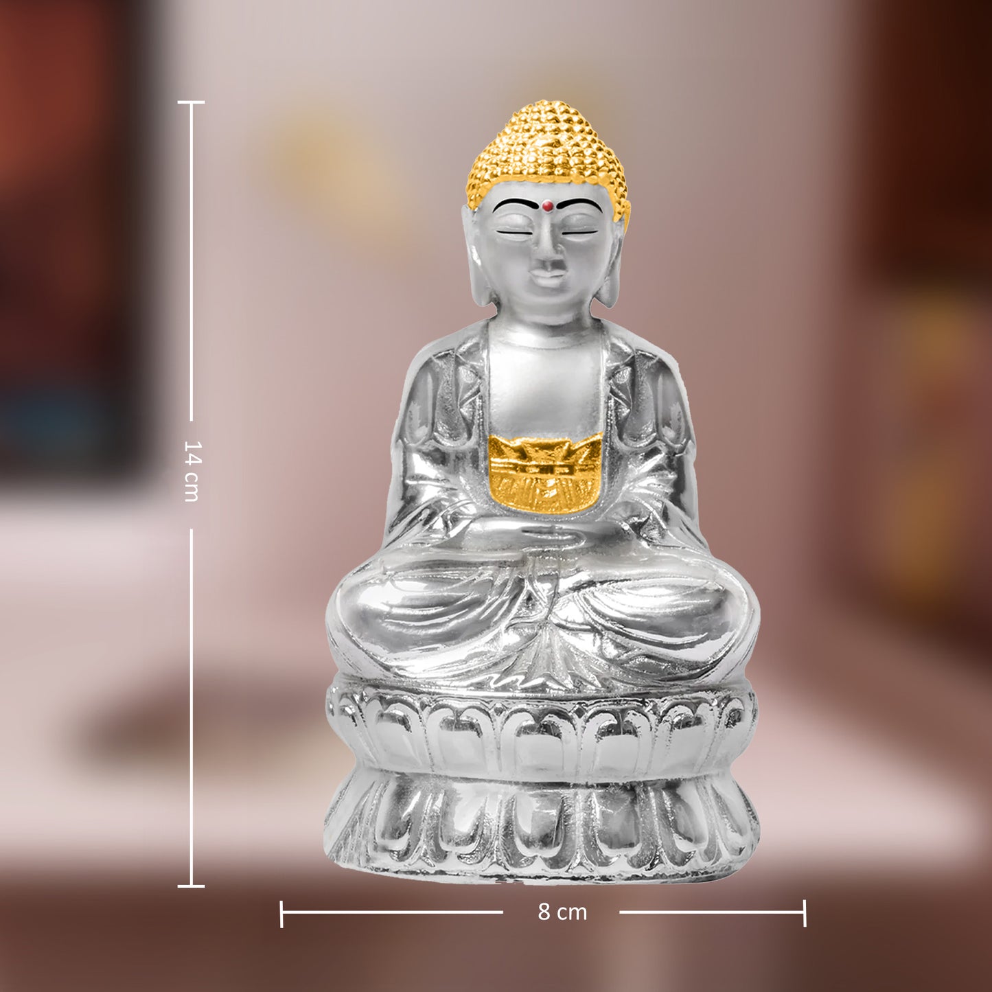 DIVINITI 999 Silver Plated Buddha Idol Inspire Peace Enlightenment Radiate Serenity and Mindfulness for Home Office Décor, Tabletop, Gift (14x8 CM)
