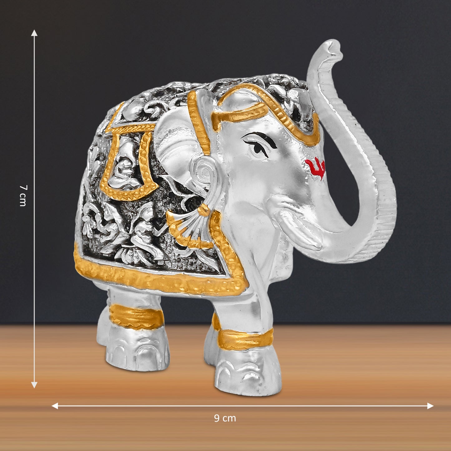 DIVINITI 999 Silver Plated Elephant Idol Statue Embrace Strength, Wisdom, and Good Fortune for Home & Office, Tabletop Décor Gift (7.5x8 CM)