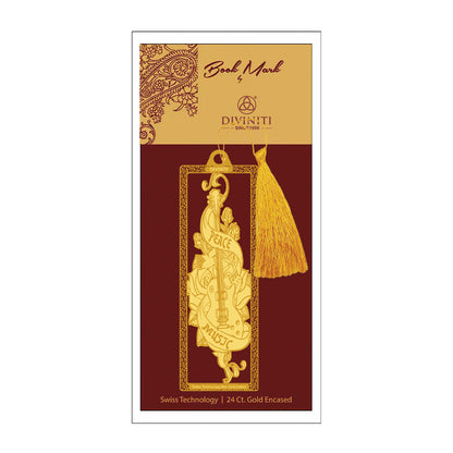 Diviniti 24K Gold Plated Bookmark with String | Design - Guitar | Size -10cm x 4cm|Luxury Gifting
