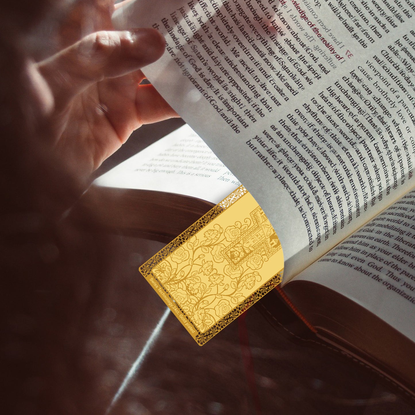Diviniti 24K Gold Plated Bookmark with String | Design - Cross| Size -10cm x 4cm|Luxury Gifting