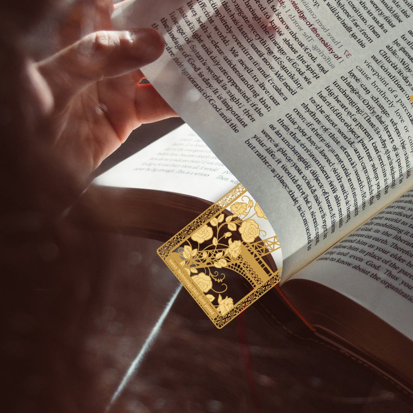 Diviniti 24K Gold Plated Bookmark with String | Design - Eiffel Tower | Size -10cm x 4cm|Luxury Gifting