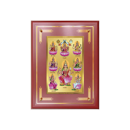 Ashtalakshmi Tabletop Photo Frame in 24K gold plated foil showing goddess Lakshmi's eight manifestations.