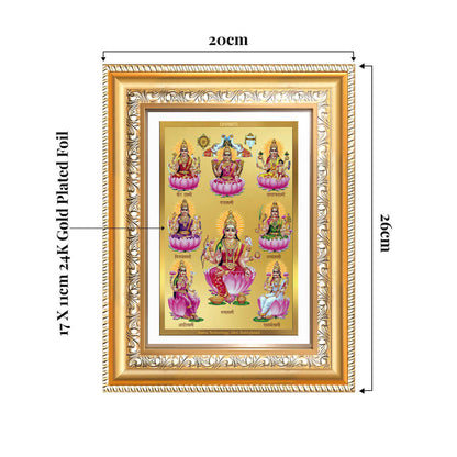 Ashtalakshmi | Lakshmi Devi Wall and Tabletop Photo Frame in 24K Gold Plated Foil