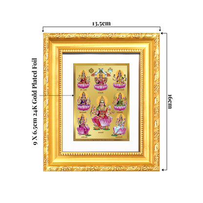 Ashtalakshmi | Lakshmi Devi For Wall & Tabletop Frame in 24K Gold Plated Foil