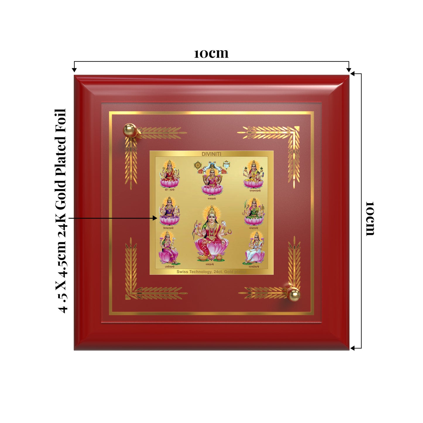 Ashtalakshmi | Lakshmi Devi For Tabletop Frame in 24K Gold Plated Foil