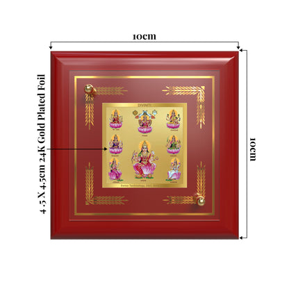 Ashtalakshmi | Lakshmi Devi For Tabletop Frame in 24K Gold Plated Foil