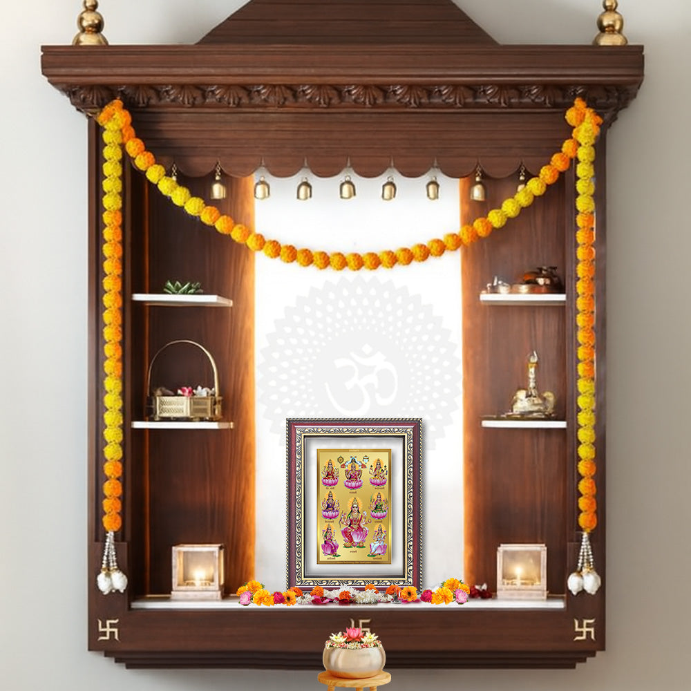 Ashtalakshmi | Lakshmi Devi Wall and Tabletop Photo Frame in 24K Gold Plated Foil