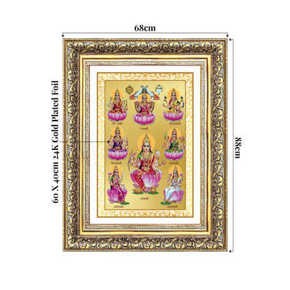 Ashtalakshmi | Lakshmi Devi for Wall Mount Photo Frame in 24K Gold Plated Foil