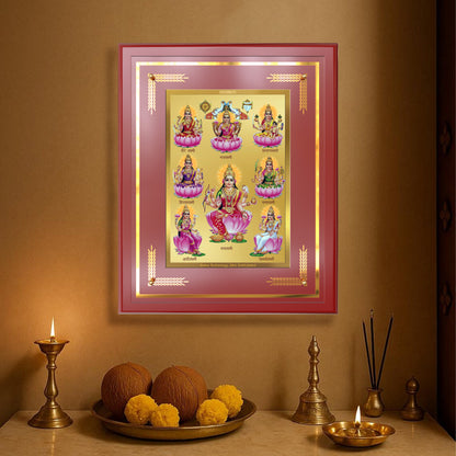Ashtalakshmi | Lakshmi Devi for Wall Mount Photo Frame in 24K Gold Plated Foil