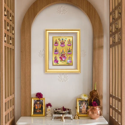 Ashtalakshmi | Lakshmi Devi for Wall Mount Photo Frame in 24K Gold Plated Foil