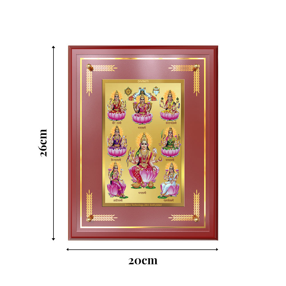 Diviniti 24K Gold Plated Ashtalakshmi Blessing Tabletop Photo Frame | Wealth, Prosperity & Divine Abundance