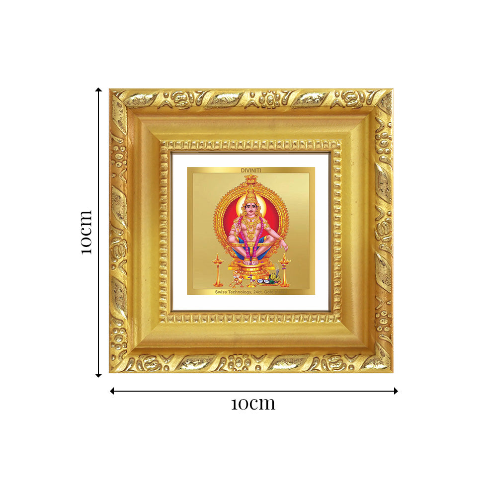 Diviniti Lord Ayyappan Tabletop Photo Frame in 24K Gold Plated Foil | Devotion, Discipline & Divine Blessings | DG103S1A (10x10 CM)