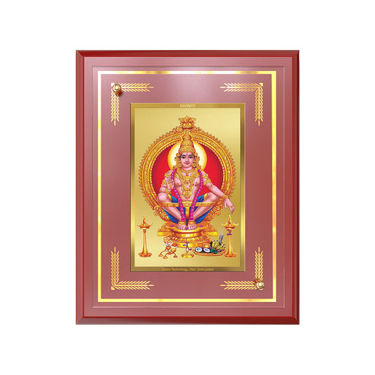 Diviniti 24K Gold Plated Lord Ayyappan Blessing Tabletop Photo Frame | Strength, Devotion & Divine Grace