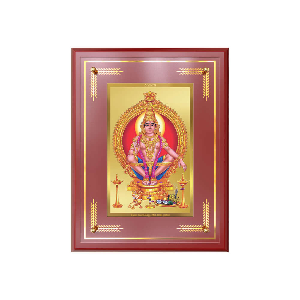 Lord Ayyappan | Hariharan Wall and Tabletop Photo Frame in 24K Gold Plated Foil