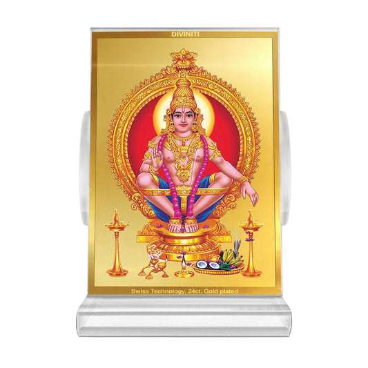 Lord Ayyappan | Hariharan For Car Dashboard Frame in 24K Gold Plated Foil