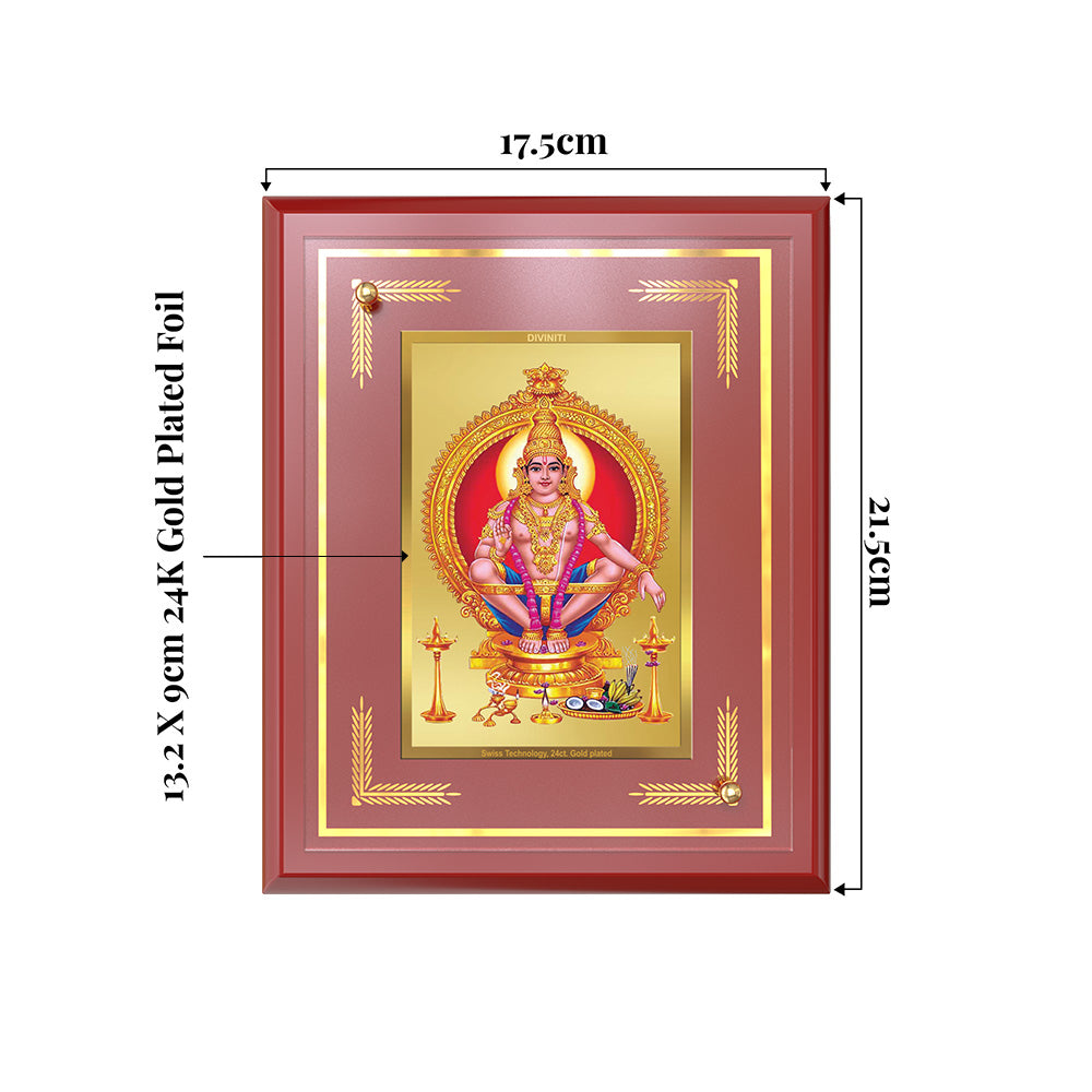 Lord Ayyappan | Hariharan Wall and Tabletop Photo Frame in 24K Gold Plated Foil