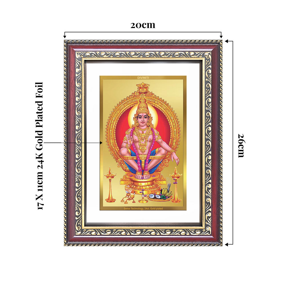 Lord Ayyappan | Hariharan Wall and Tabletop Photo Frame in 24K Gold Plated Foil