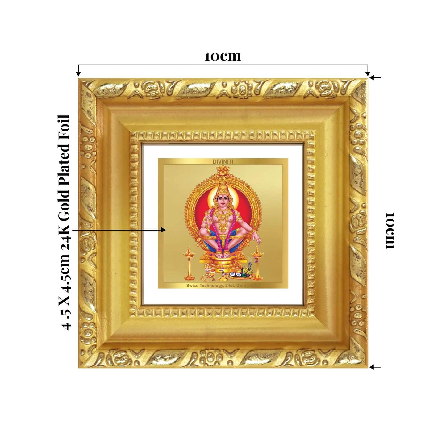 Ayyappan | Lord of Dharma | God of Celibacy & Devotion For Tabletop Frame in 24K Gold Plated Foil