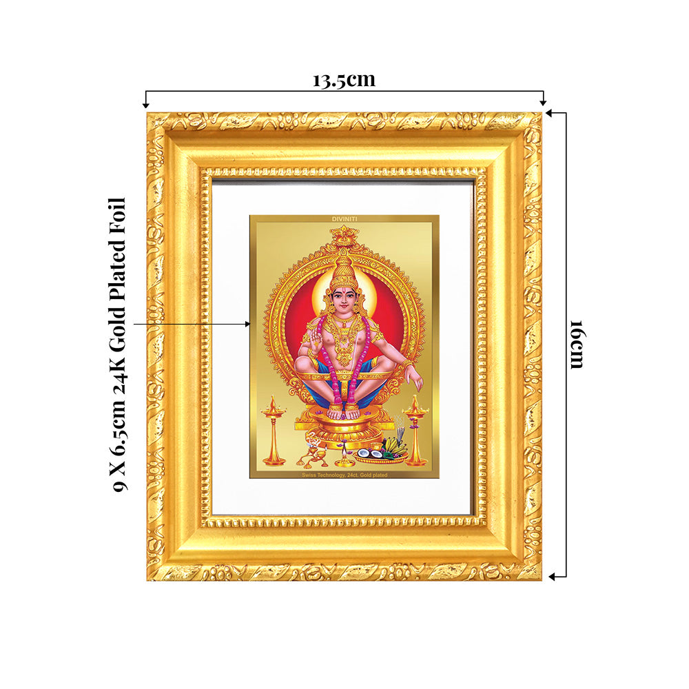 Lord Ayyappan with Arch | Hariharan For Wall & Tabletop Frame in 24K Gold Plated Foil