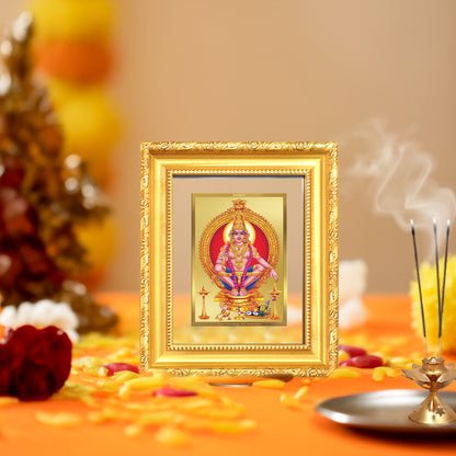 Lord Ayyappan with Arch | Hariharan For Wall & Tabletop Frame in 24K Gold Plated Foil