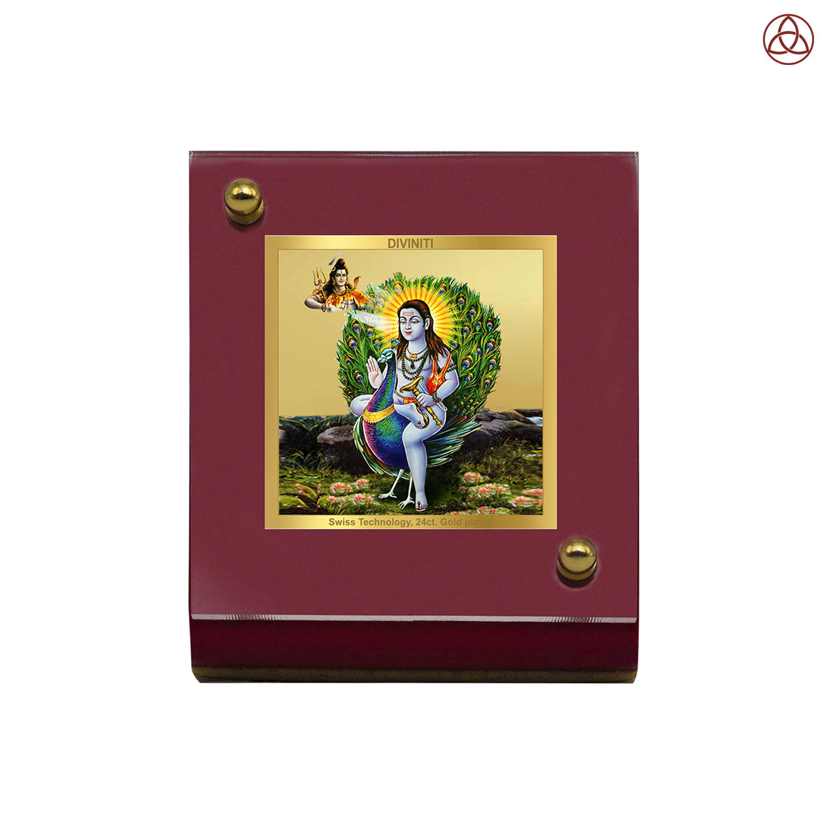 Baba Balak Nath | Divine Hindu Saint Car Dashboard & Tabletop Photo Frame in 24K Gold Plated Foil