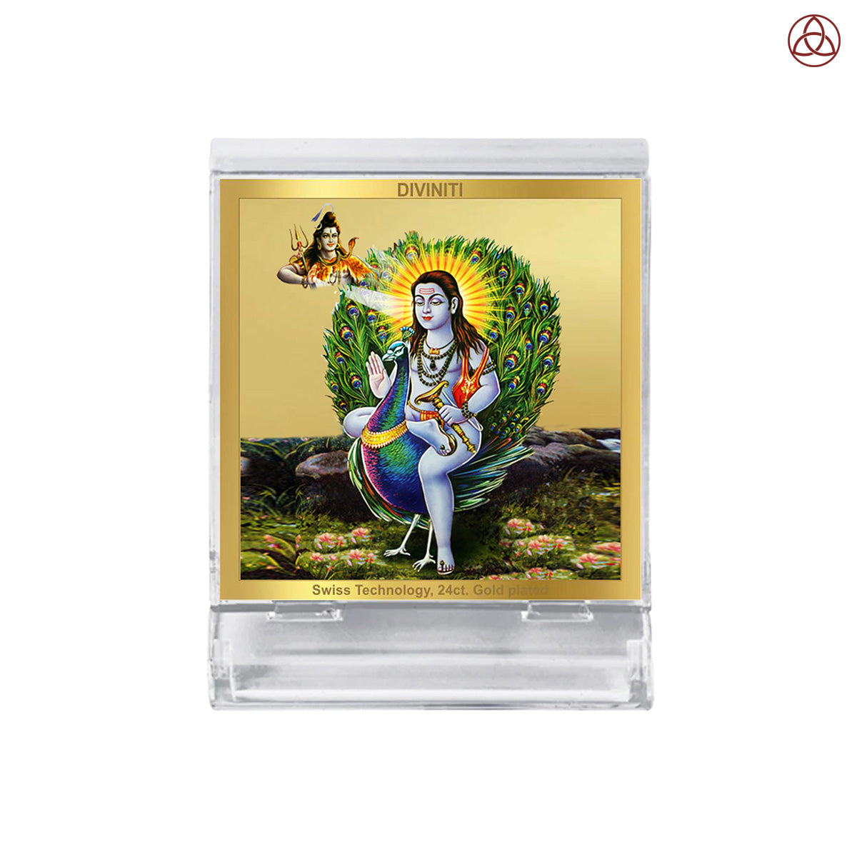 Baba Balak Nath | Divine Hindu Saint Car Dashboard & Tabletop Photo Frame in 24K Gold Plated Foil