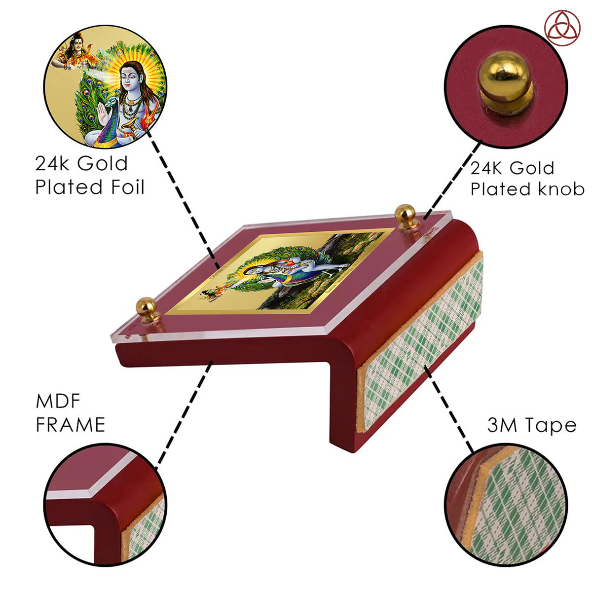 Baba Balak Nath | Divine Hindu Saint Car Dashboard & Tabletop Photo Frame in 24K Gold Plated Foil
