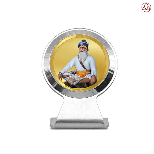 Baba Deep Singh Ji | Divine Sikh Warrior Saint Car Dashboard & Tabletop Photo Frame in 24K Gold Plated Foil
